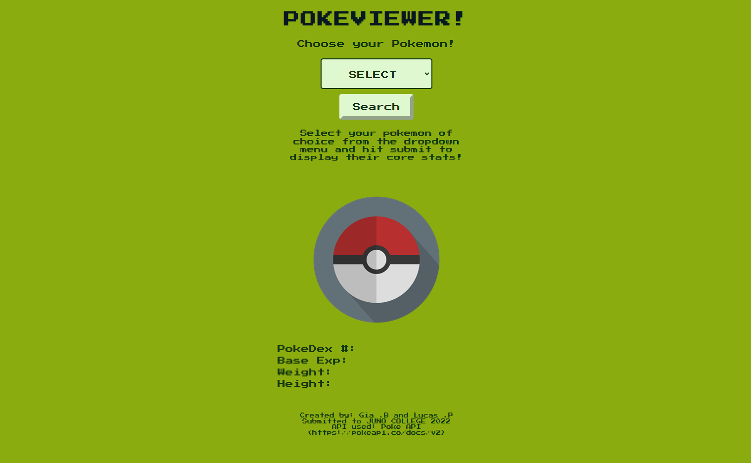Screenshot of the PokeViewer! website