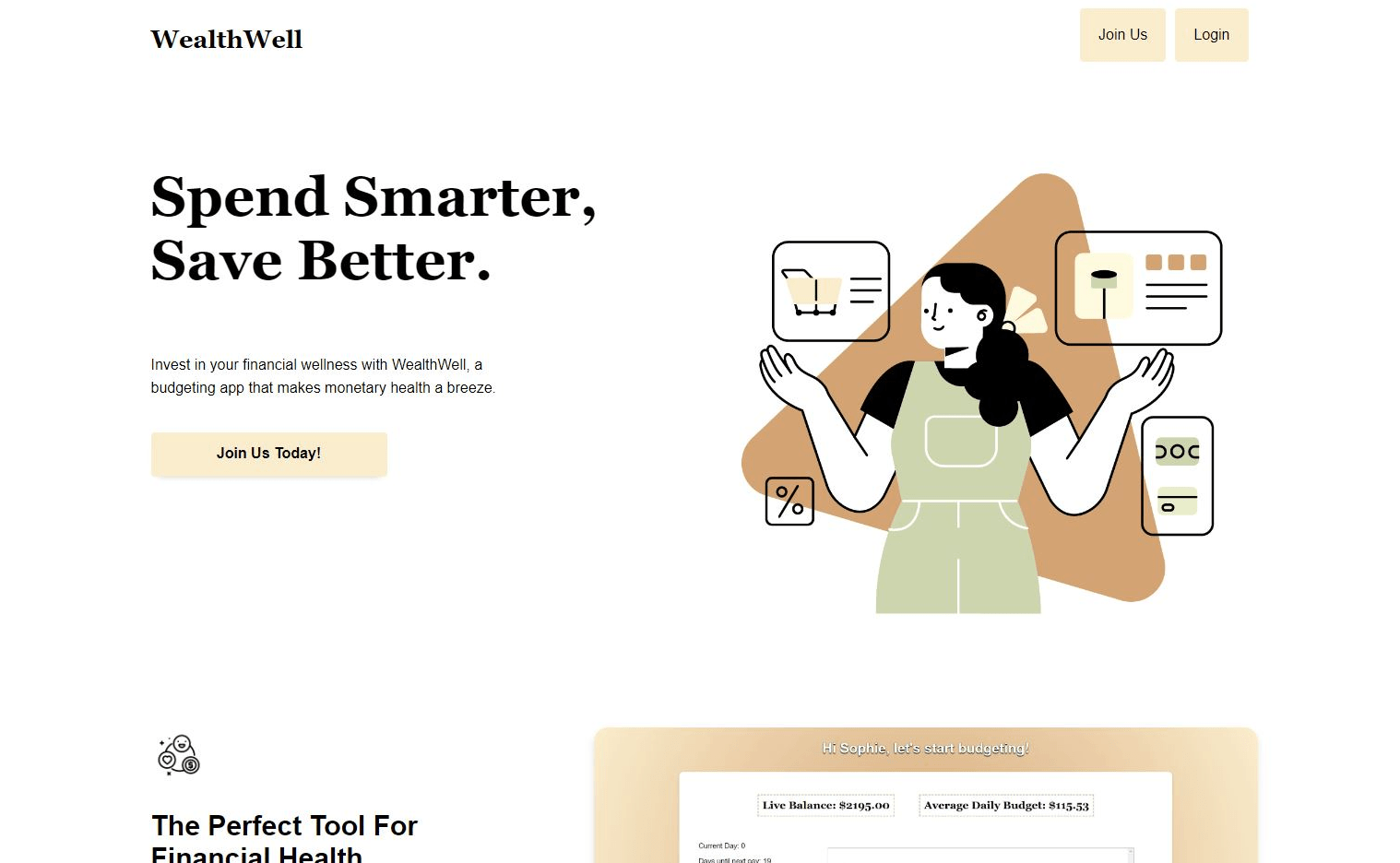 Screenshot of WealthWell Application